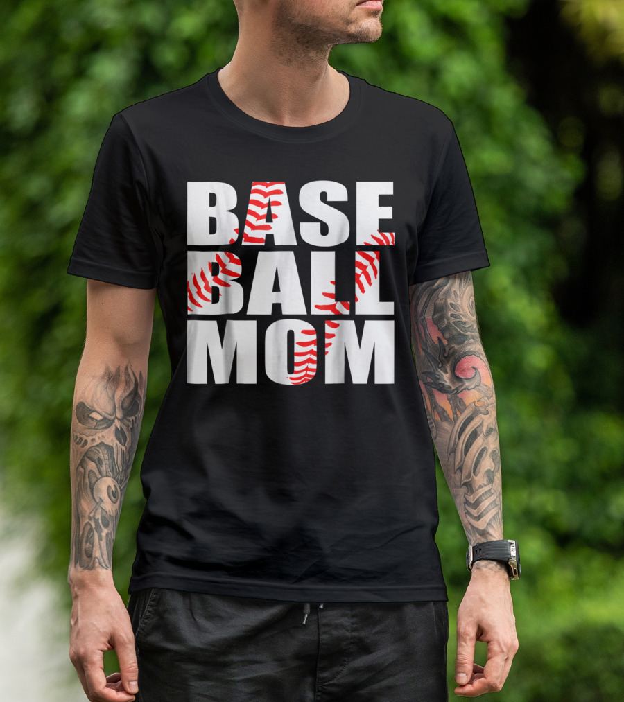 BASEBALL MOM BASEBALL STITCH T-Shirt