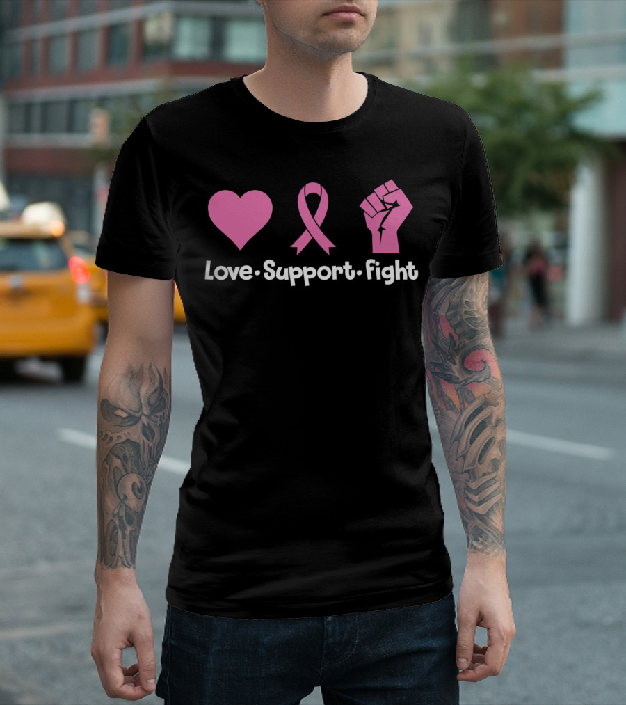 Love Support Fight Breast Cancer Mom Can Fight Cancer T-Shirt