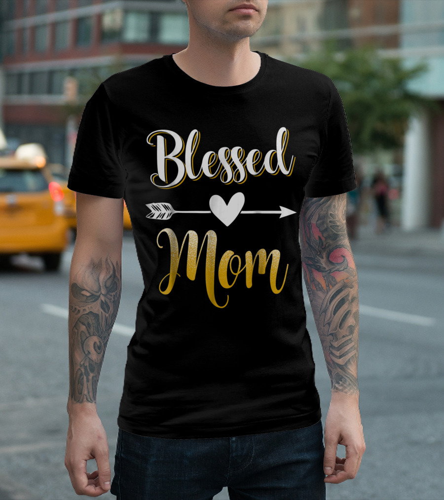 Blessed Mom Heart Arrow T-Shirt