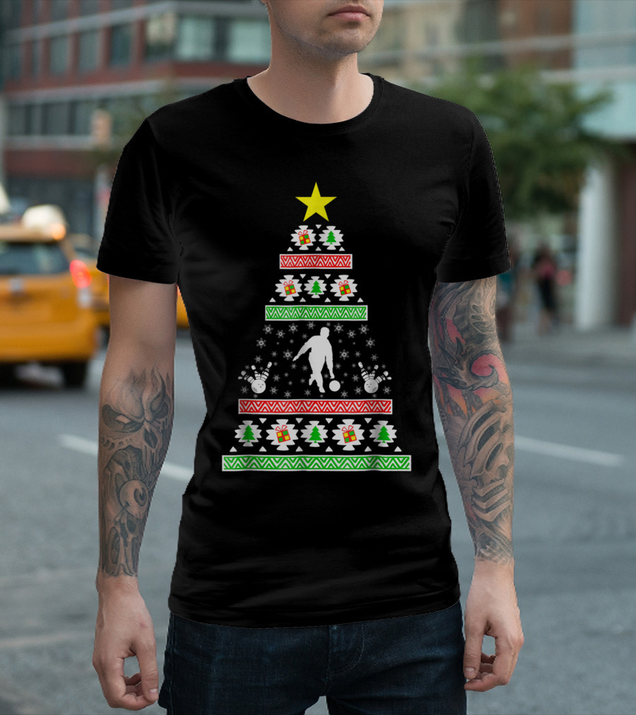 Bowling Ugly Christmas Tree Bowler Mom Dad Holiday T-Shirt