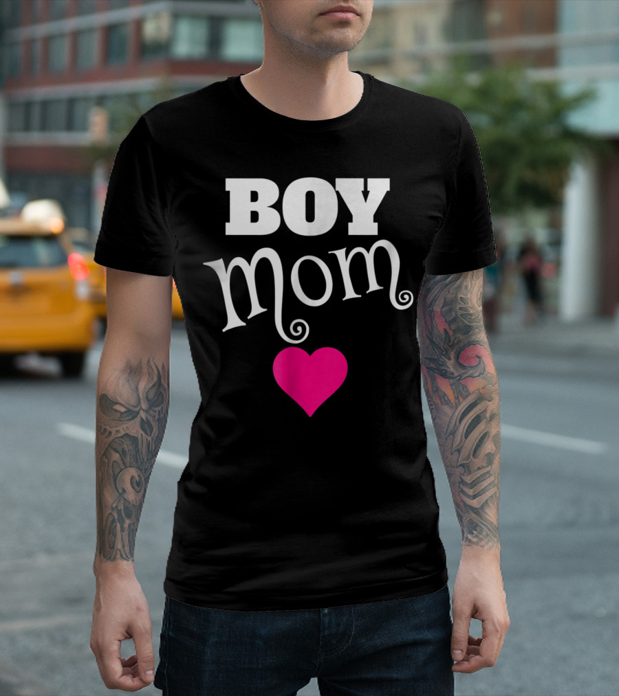 Boy Mom Heart Love My Boys Mother T-Shirt