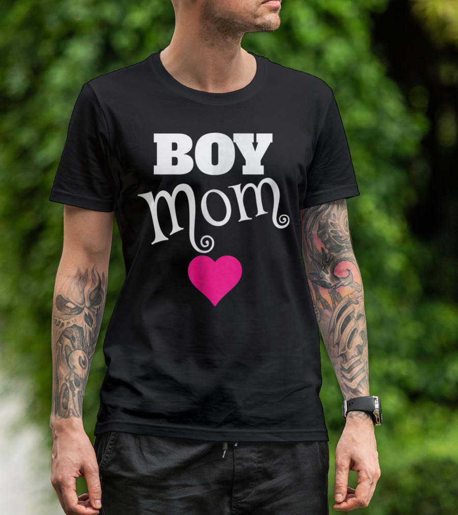Boy Mom Heart Love My Boys Mother T-Shirt