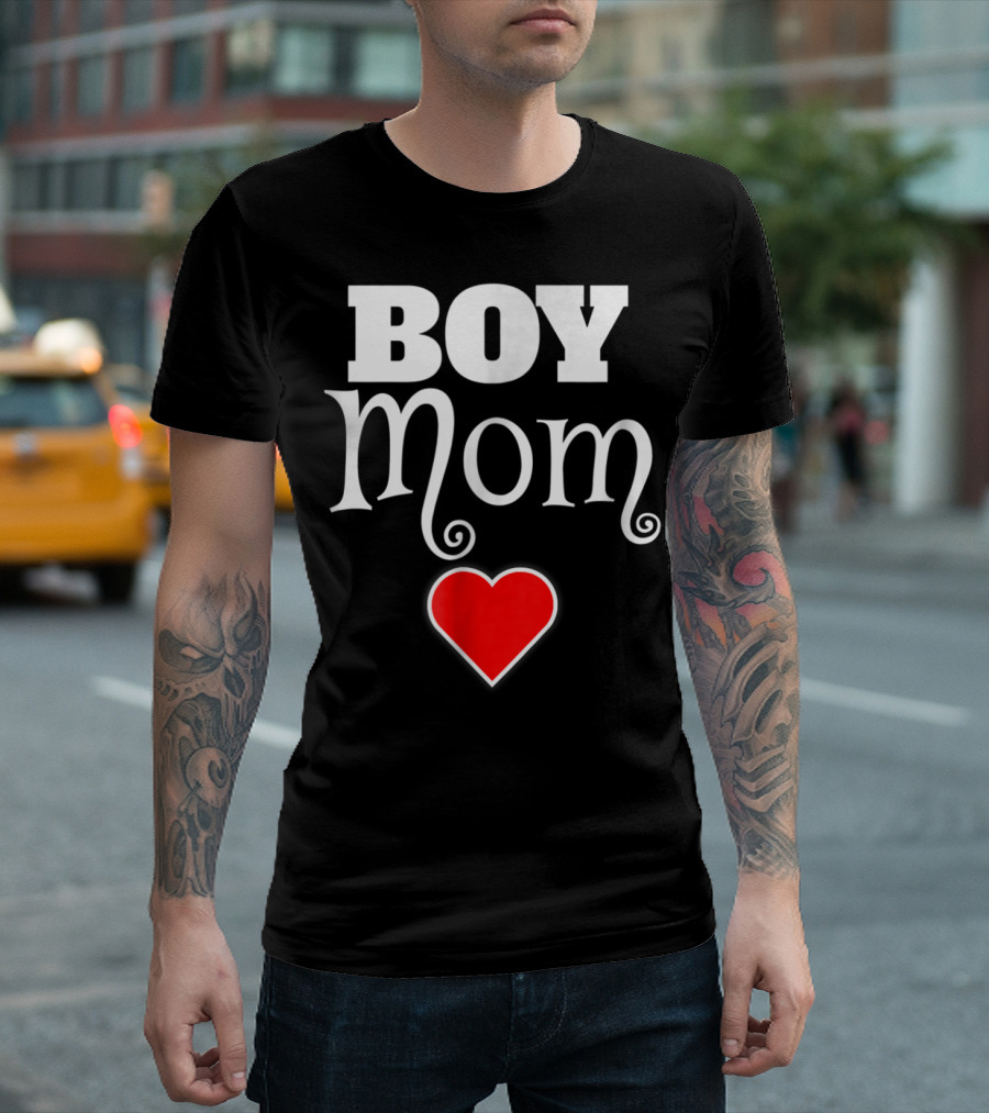 Boy Mom Heart Love My Boys Mother of Boys T-Shirt