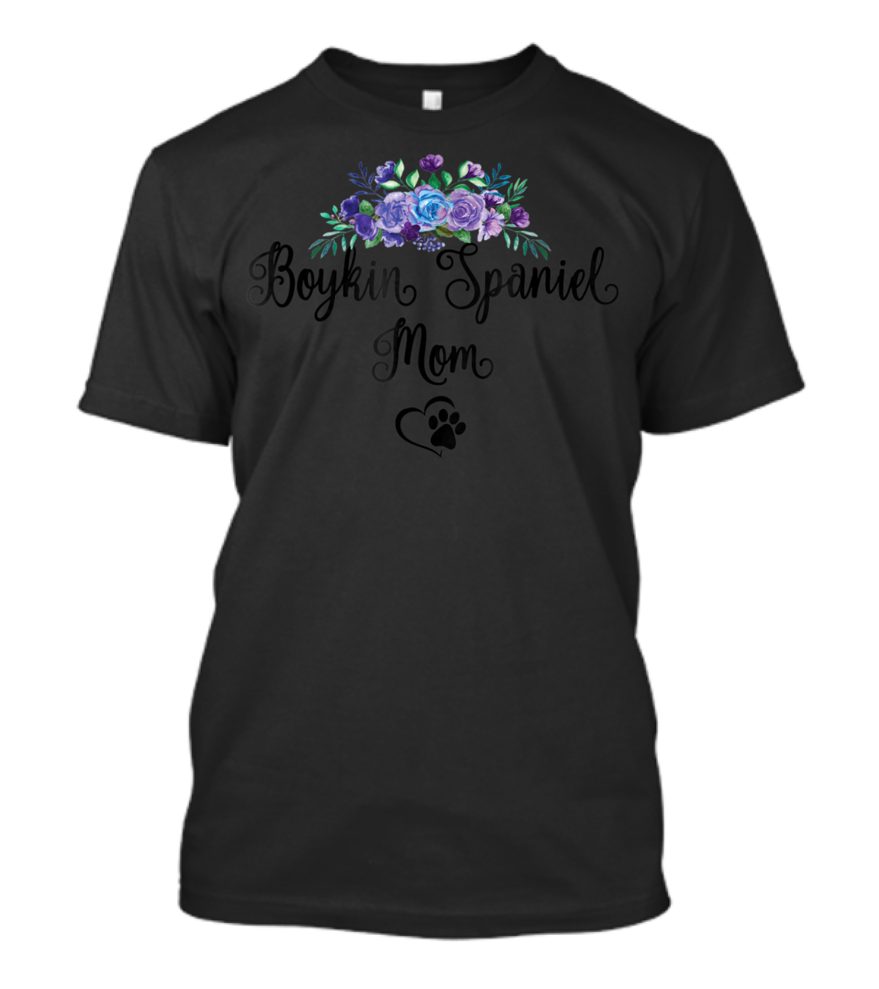 Boykin Spaniel Mom Floral Paw Heart T-Shirt