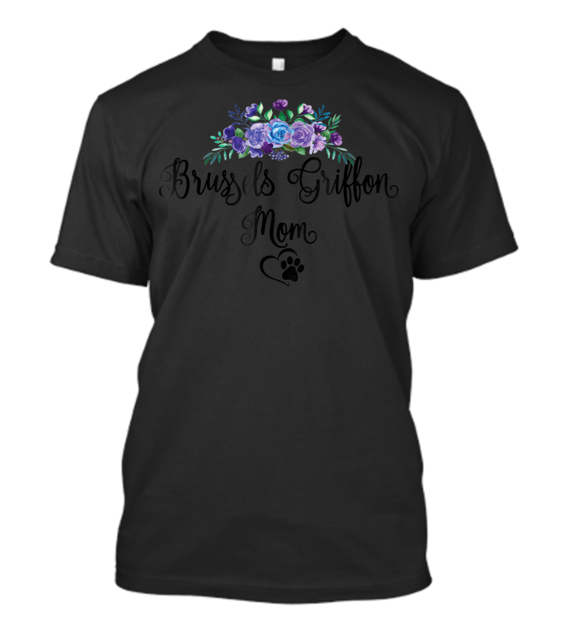 Brussels Griffon Mom Floral Bouquet With Paw Prints T-Shirt