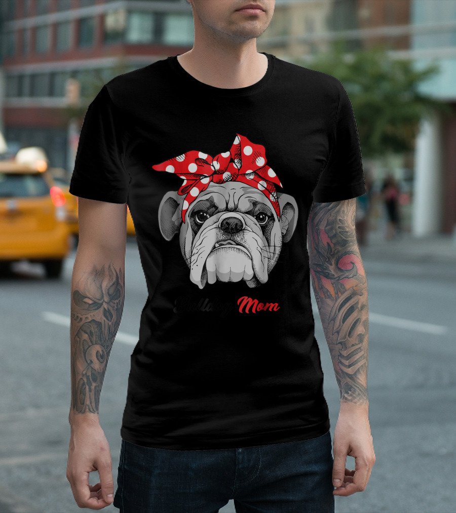 Bulldog Mom Polka Dot Bandana T-Shirt