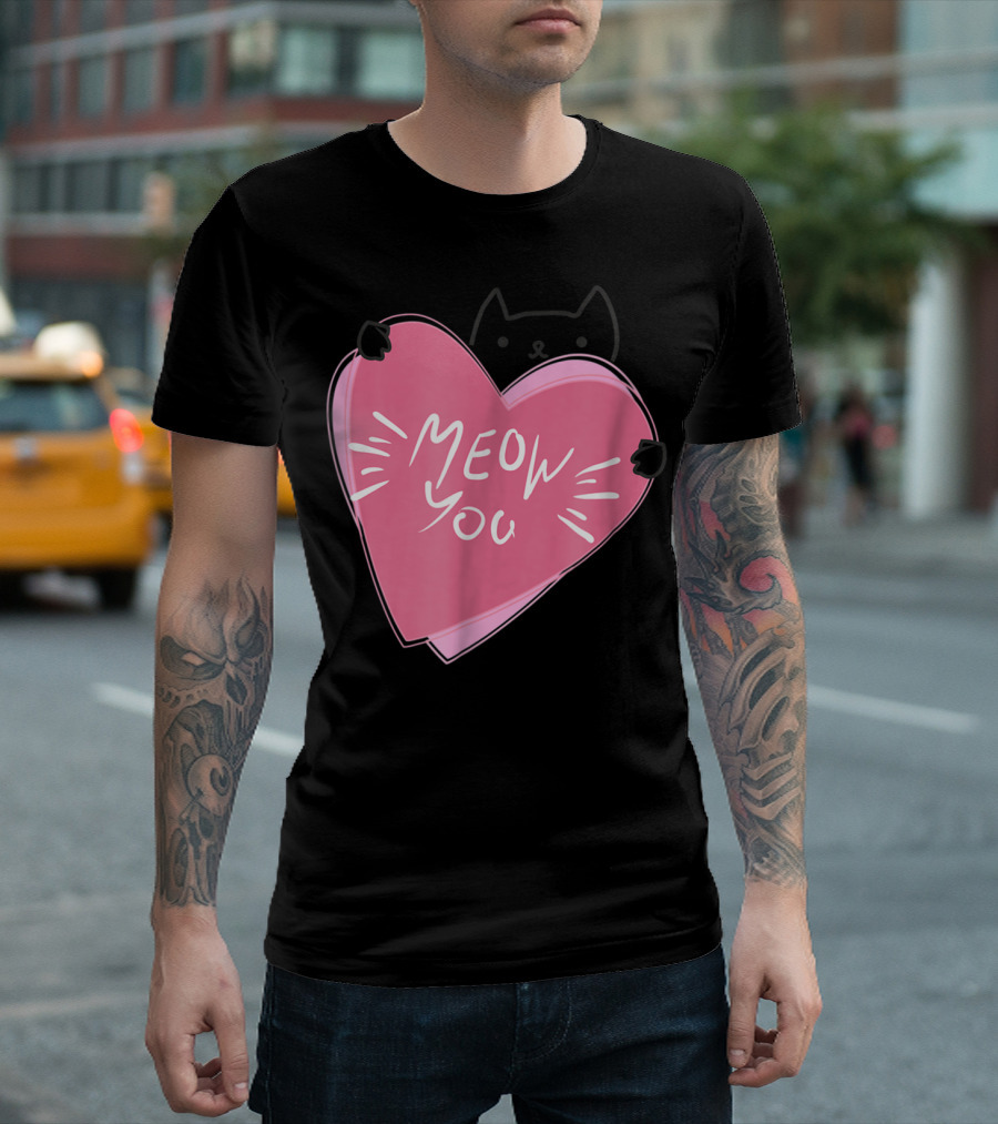 Cat Mom Meow You Cute Pink Heart Love Cat T-Shirt