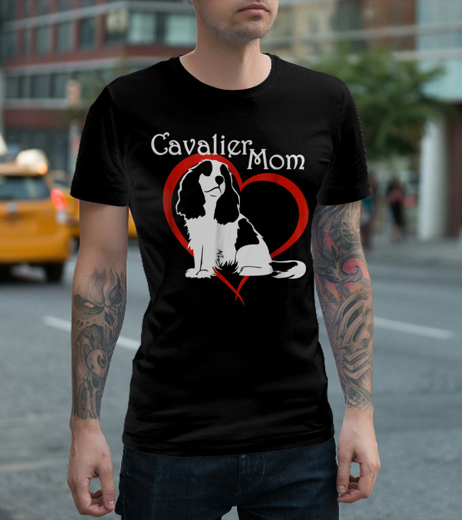 Cavalier Mom CKCS Heart NickerStickers Dog T-Shirt