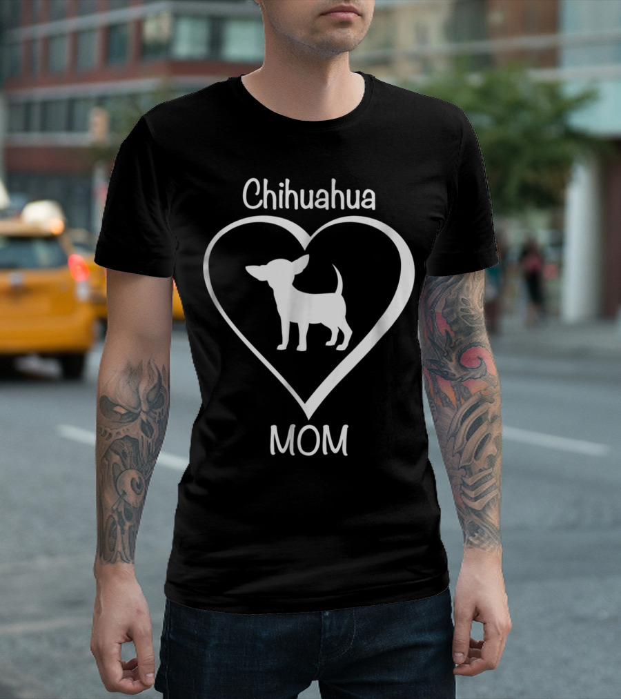 Chihuahua Mom Heart Silhouette Love T-Shirt