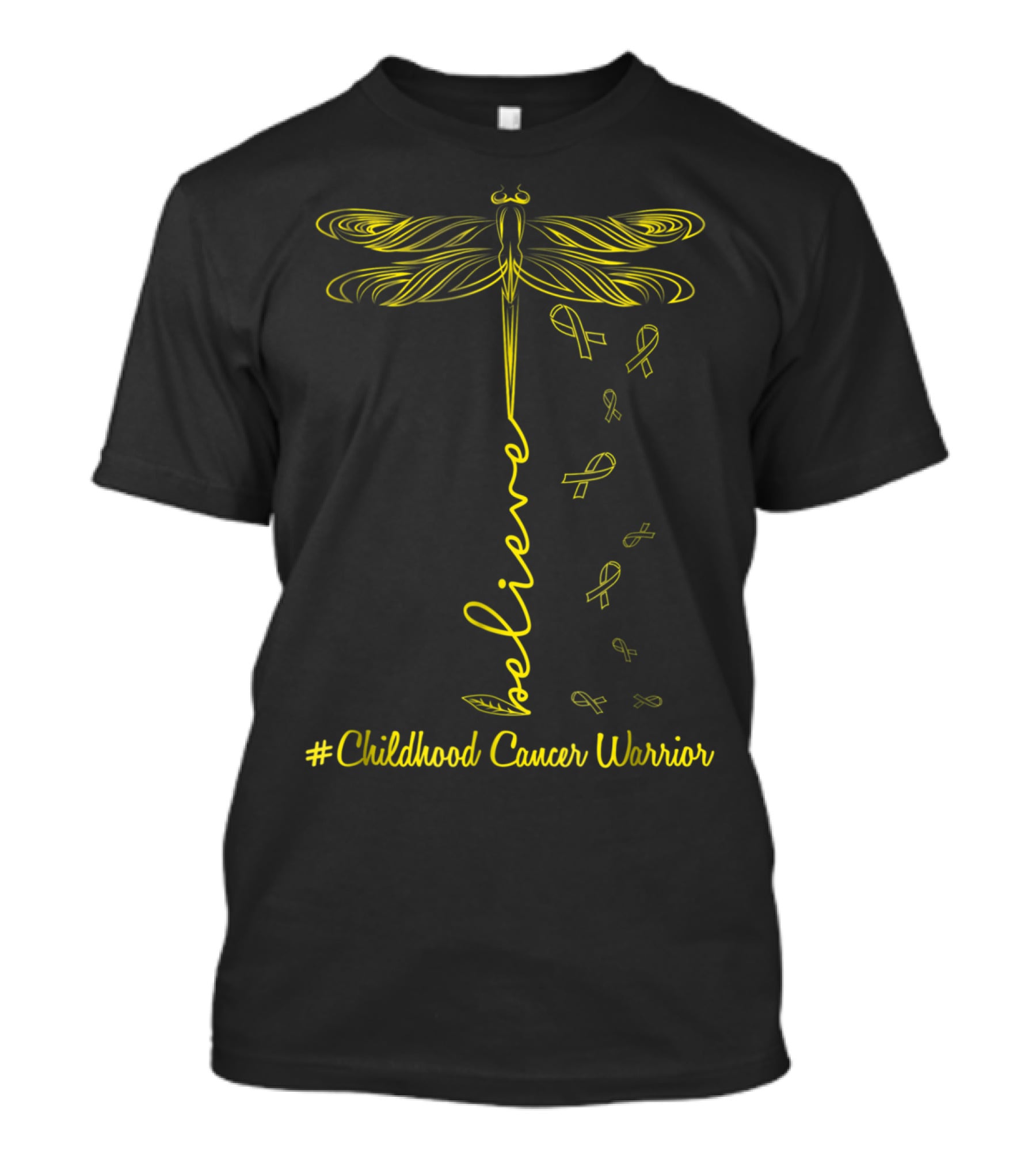 Believe Dragonfly #Childhood Cancer Warrior Kid T-Shirt