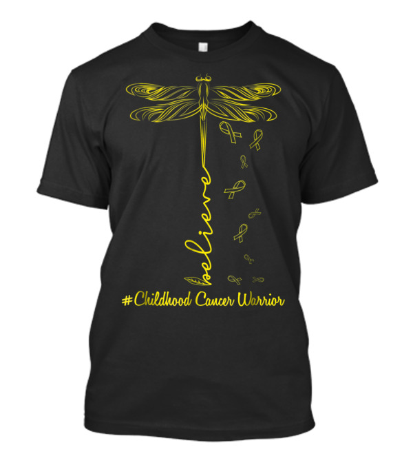 Believe Dragonfly #Childhood Cancer Warrior Kid T-Shirt