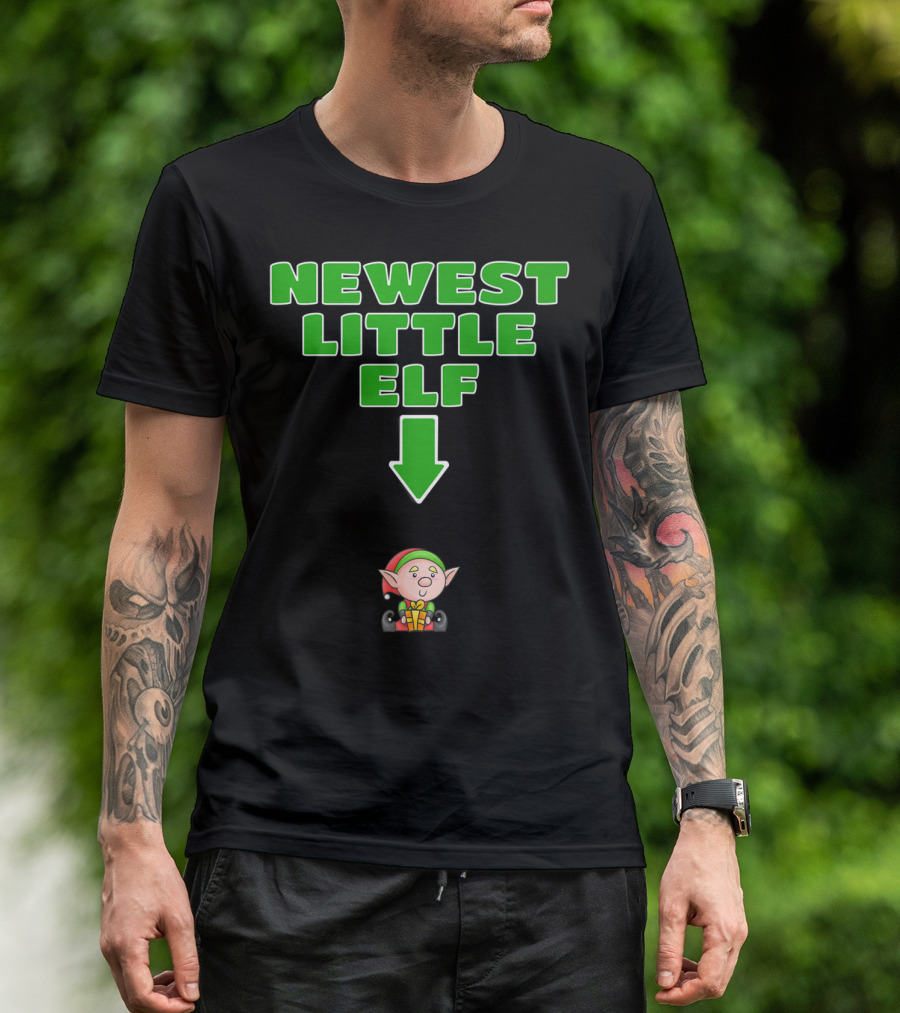 Newest Little Elf Christmas Expecting Mom To Be Pregnant Wife T-Shirt