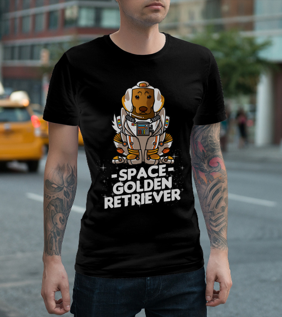 Space Golden Retriever Dog in Space Suit T-Shirt