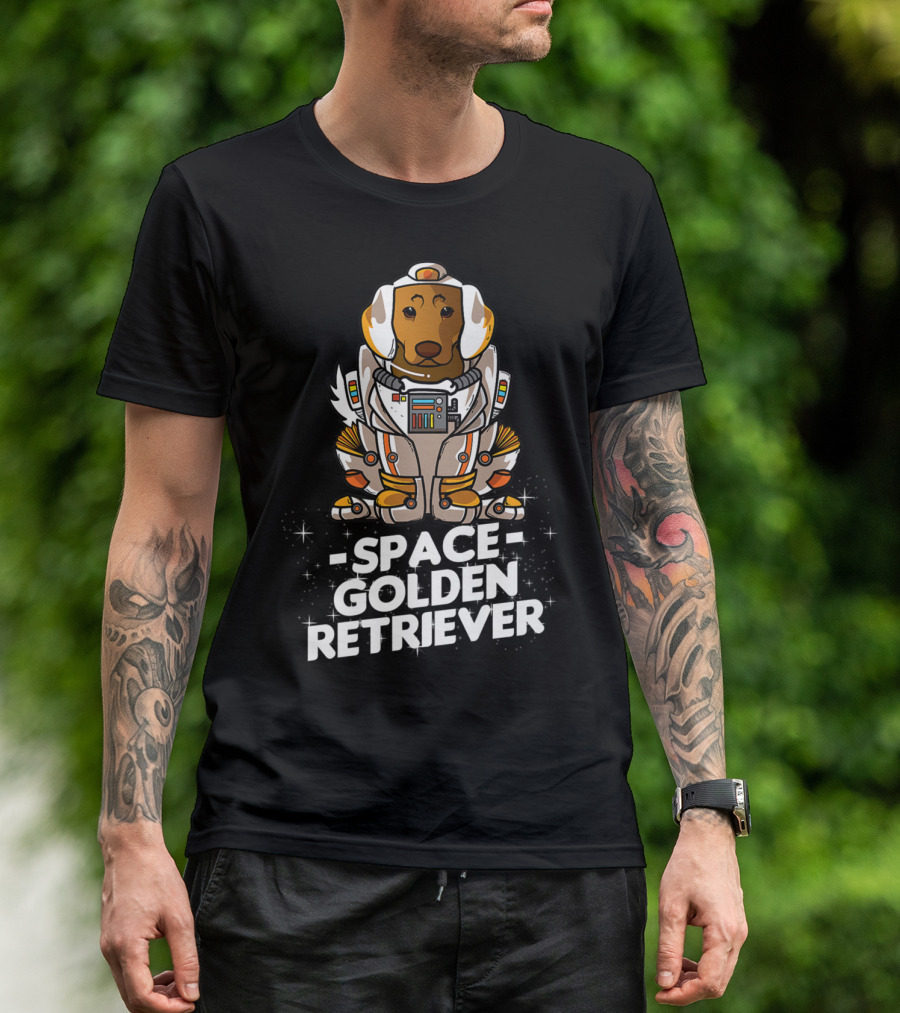 Space Golden Retriever Dog In Space Suit T-Shirt