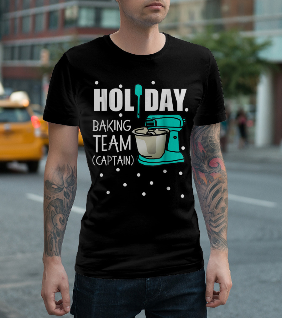 Holiday Baking Team Captain Mixer Snow Dots T-Shirt