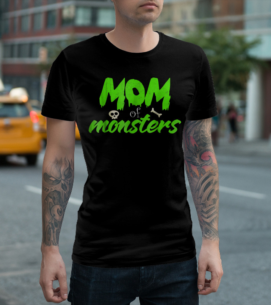 Mom of Monsters Skull Bone Kids Christmas Girls T-Shirt