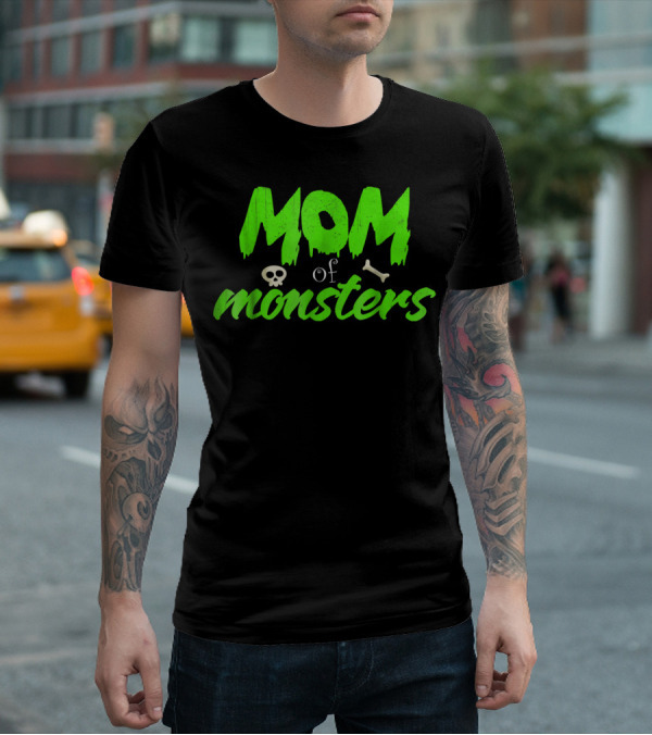 Mom Of Monsters Skull Bone Kids Christmas Girls T-Shirt