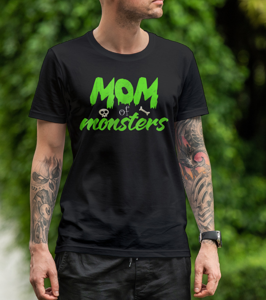 Mom Of Monsters Skull Bone Kids Christmas Girls T-Shirt