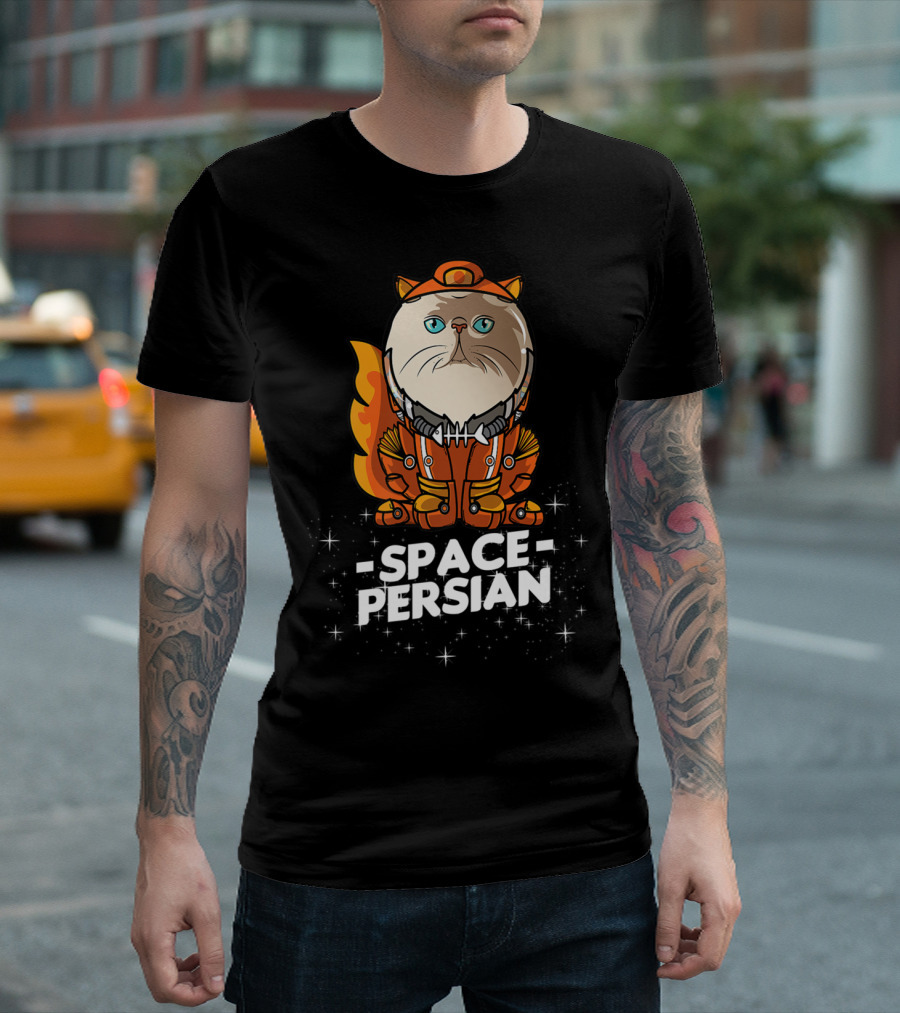 Space Persian Cat in Astronaut Suit with Christmas Flair T-Shirt