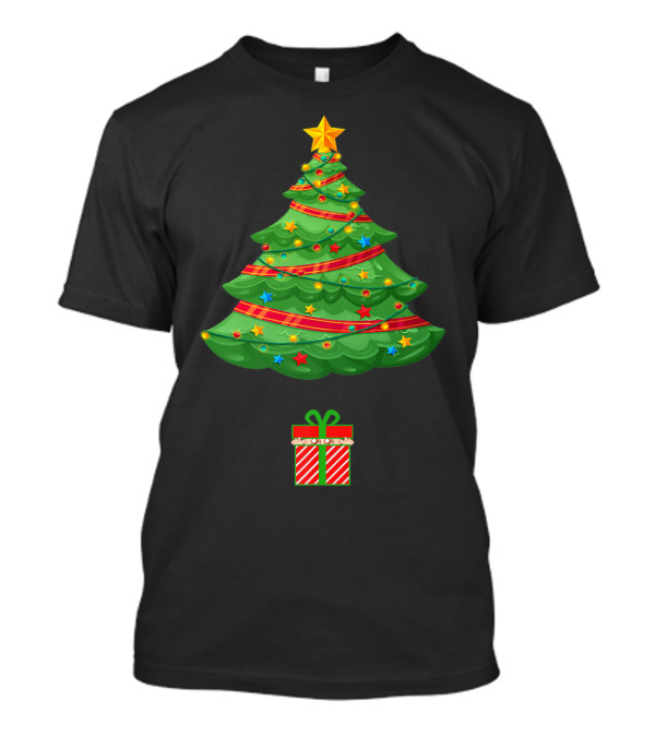 Christmas Tree Present Expecting Mom Baby Announcement T-Shirt