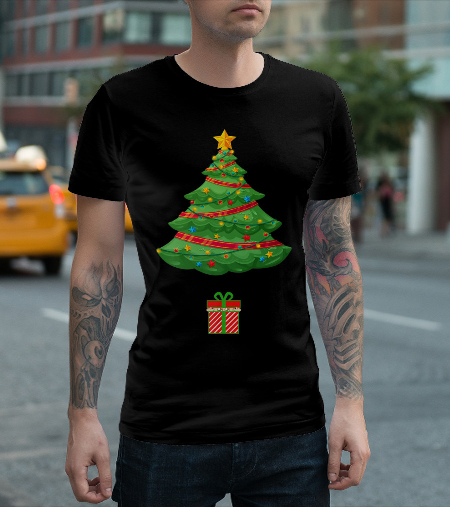 Christmas Tree Present Expecting Mom Baby Announcement T-Shirt