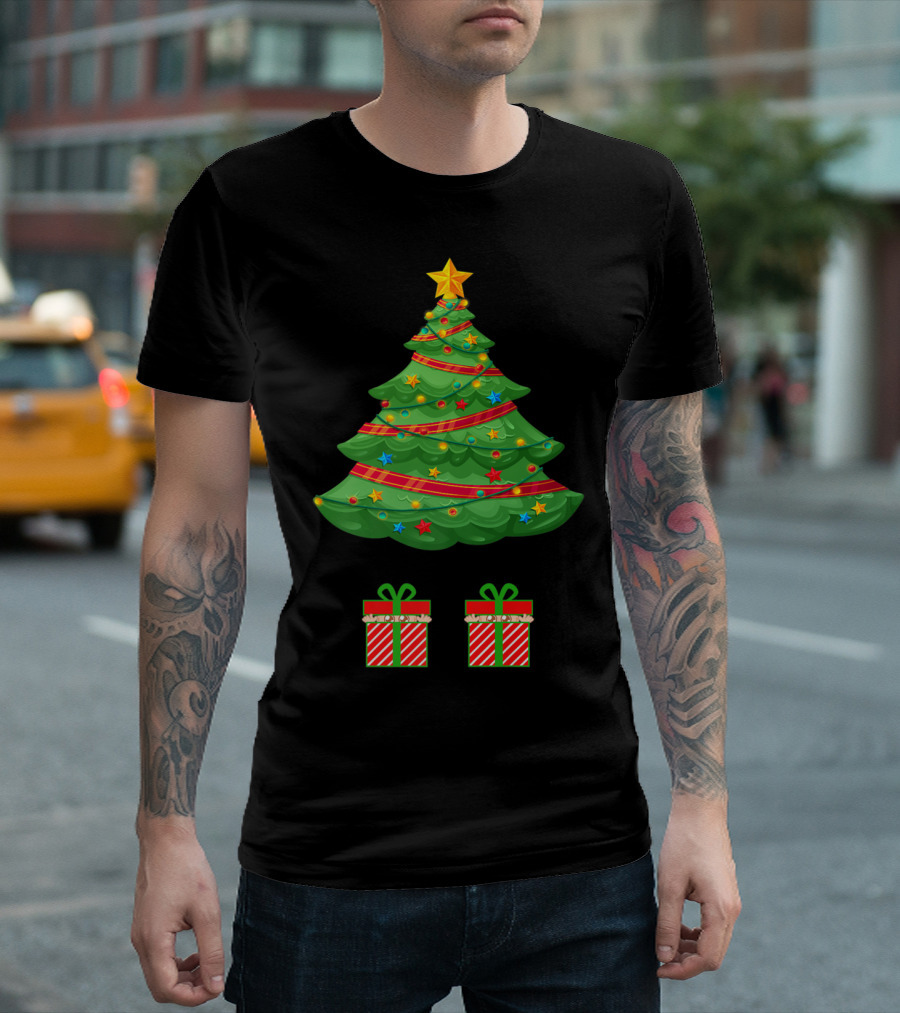 Christmas Tree Expecting Twin Mom Baby Announcement Two Gifts T-Shirt