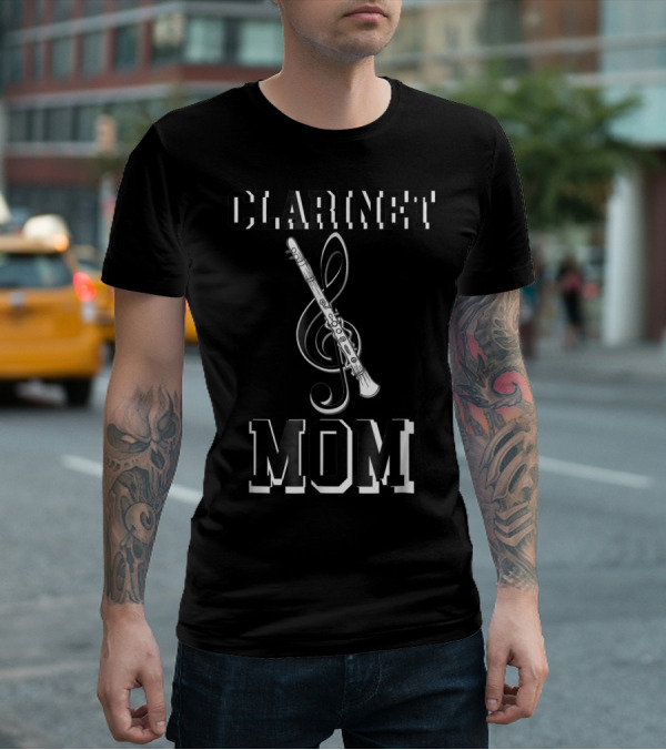 Clarinet Mom Marching Band Instrument School Clef T-Shirt