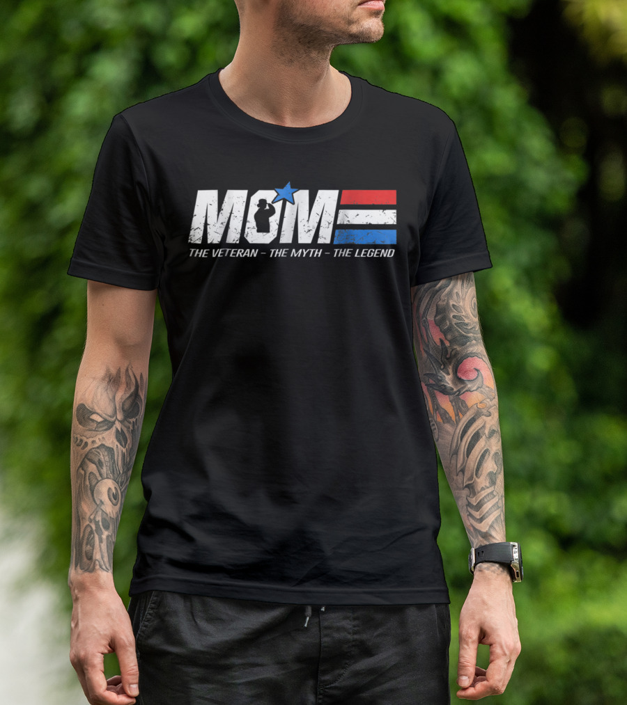 Cool Mom The Veteran The Myth The Legend Star Silhouette Red White Blue T-Shirt