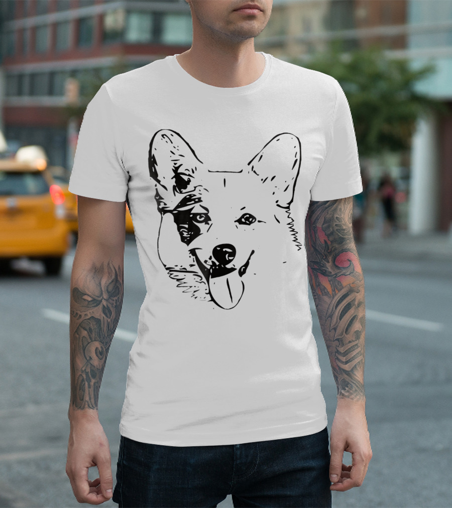 Corgi Face Dog Mom or Dad Black T-Shirt