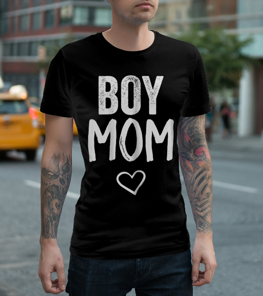 Boy Mom Cute Heart Design For New Mothers Of Baby Boy T-Shirt
