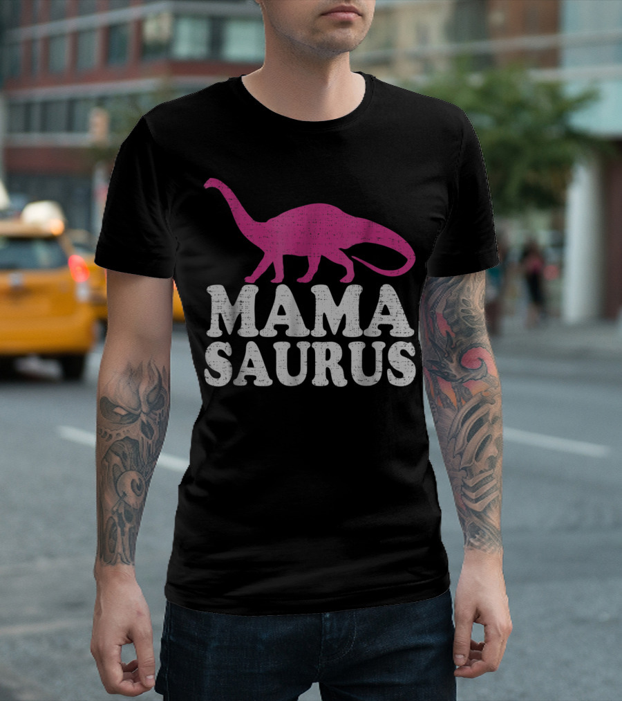 MAMASAURUS Cute Brontosaurus Dinosaur T-Shirt
