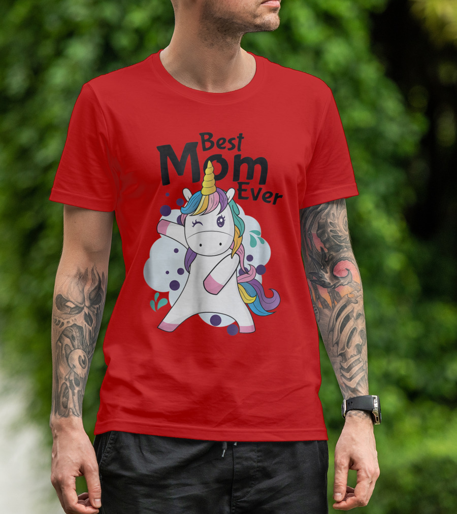 Best Mom Ever Cute Rainbow Unicorn Birthday T-Shirt