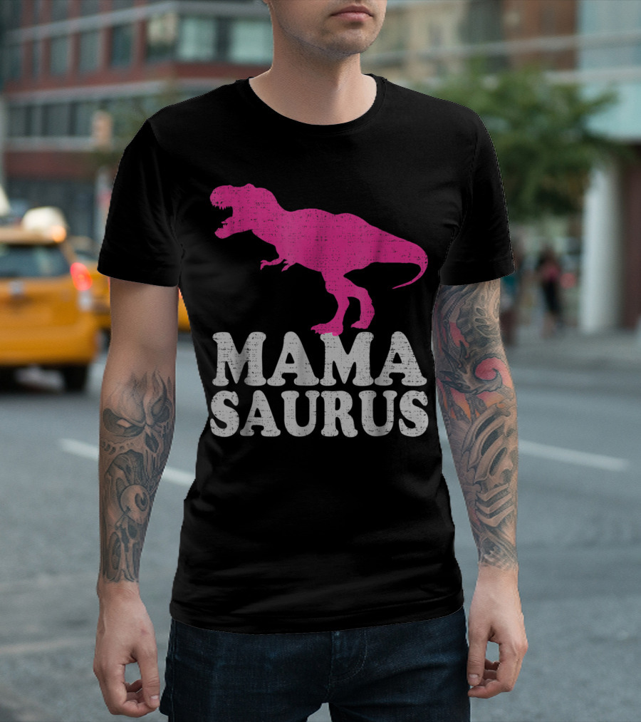 MAMASAURUS Pink TRex Dinosaur T-Shirt