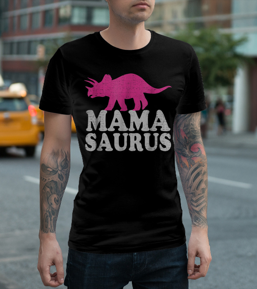 MAMASAURUS Cute Triceratops Dinosaur T-Shirt