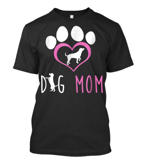 Dog Mom Paw Print Heart Dog Lover Women56 T-Shirt