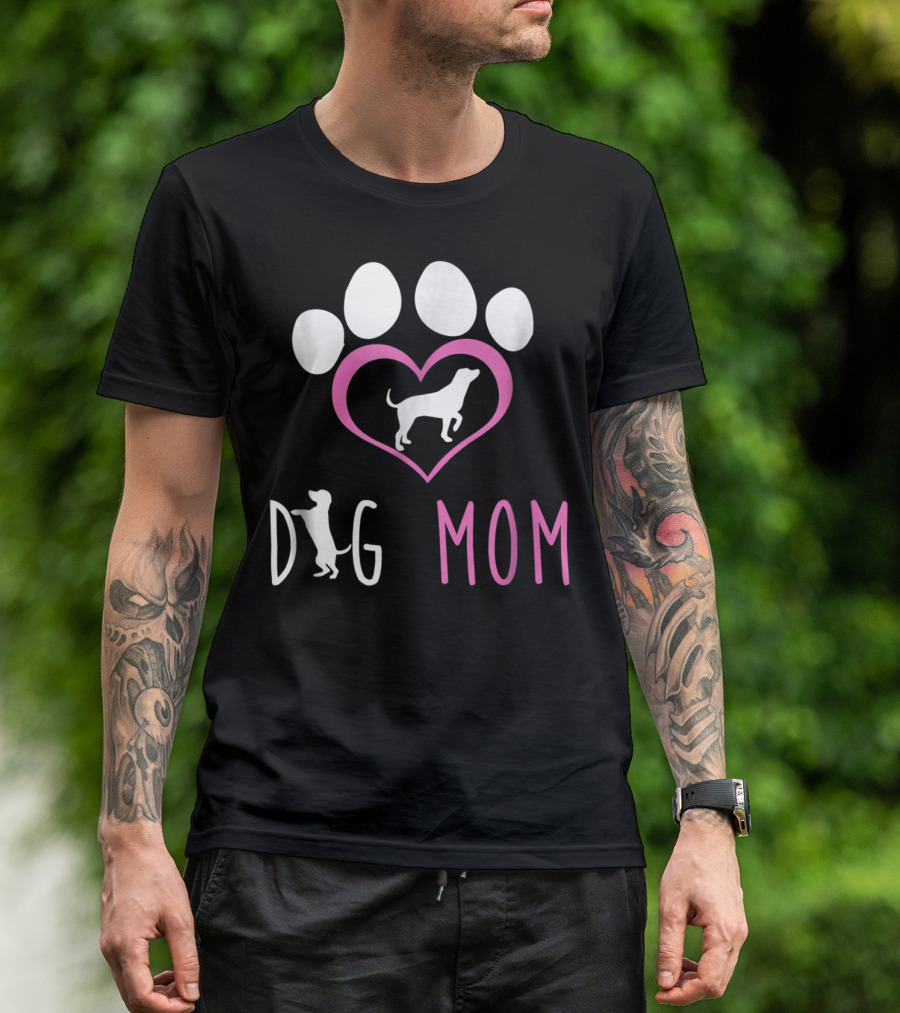 Dog Mom Paw Print Heart Dog Lover Women56 T-Shirt