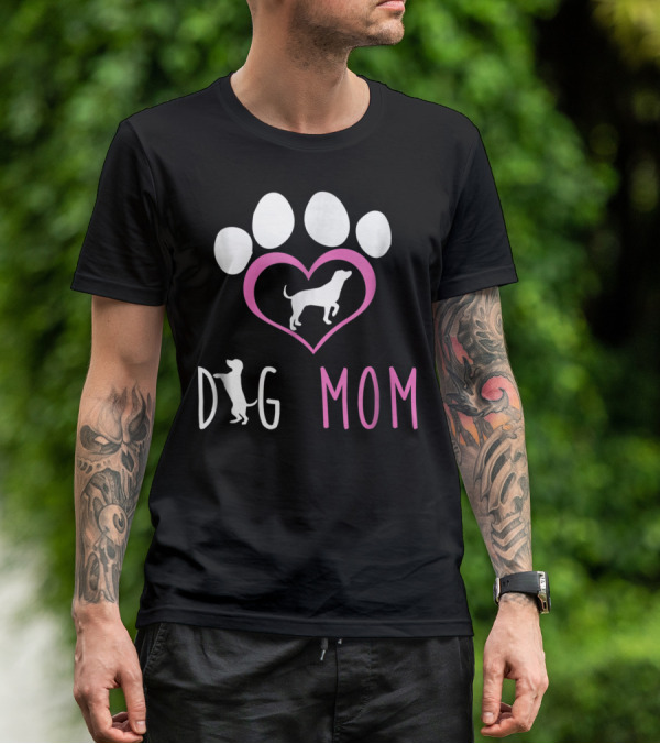 Dog Mom Paw Print Heart Dog Lover Women56 T-Shirt