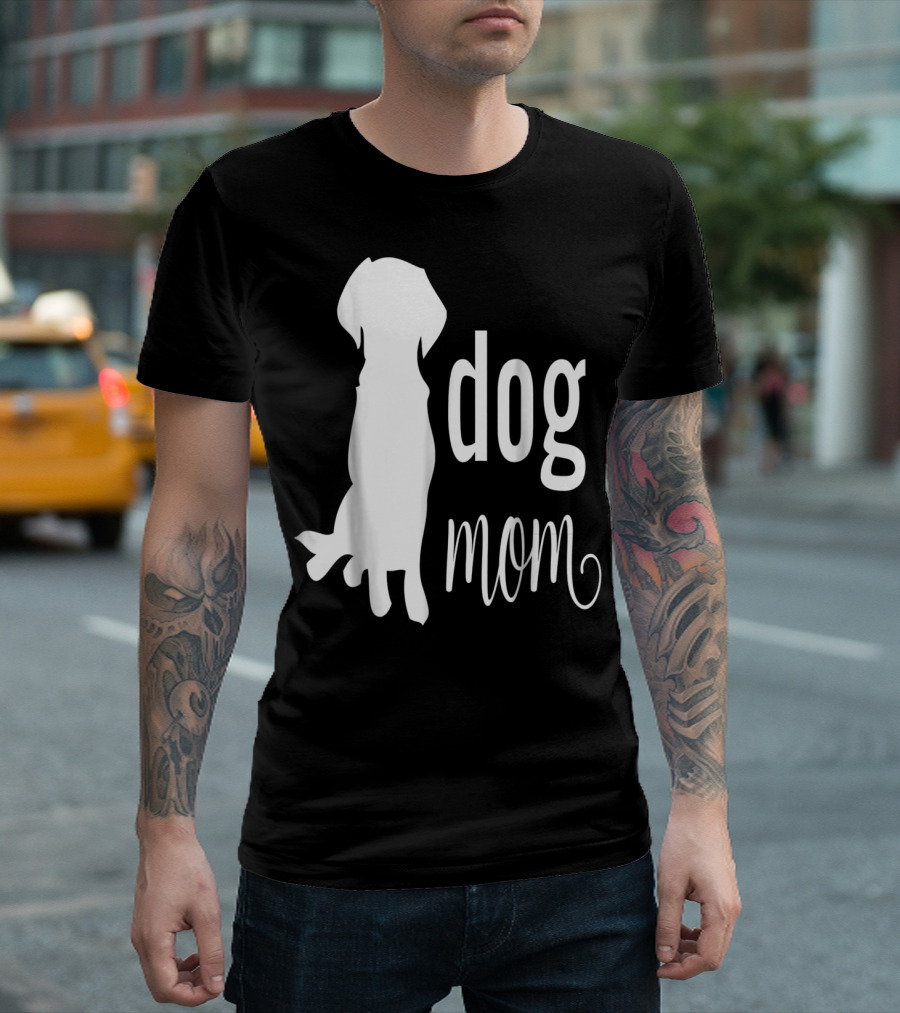 Dog Mom Silhouette White Dog Mom T-Shirt