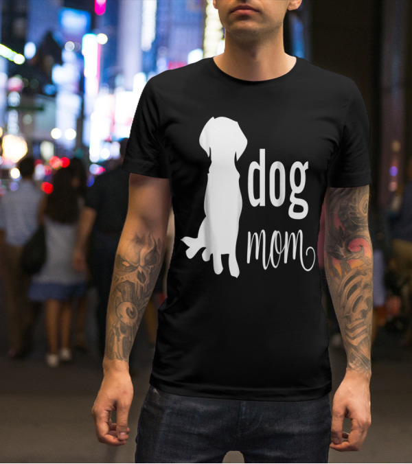 Dog Mom Silhouette White Dog Mom T-Shirt
