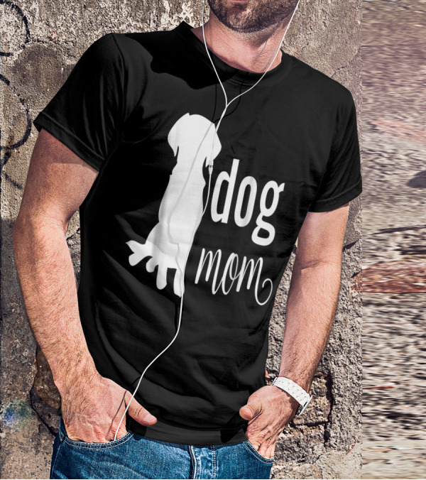 Dog Mom Silhouette White Dog Mom T-Shirt