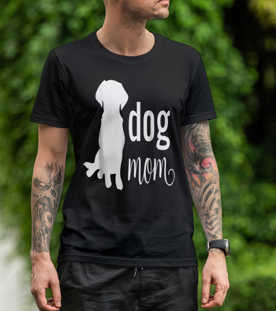 Dog Mom Silhouette White Dog Mom T-Shirt