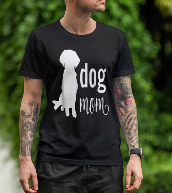 Dog Mom Silhouette White Dog Mom T-Shirt