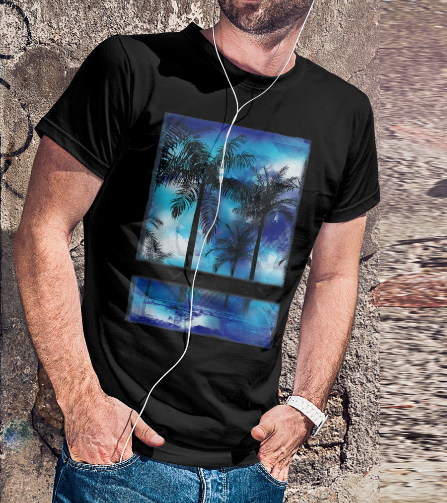 Sydney Australia Beach Palm Reflection Skyline T-Shirt