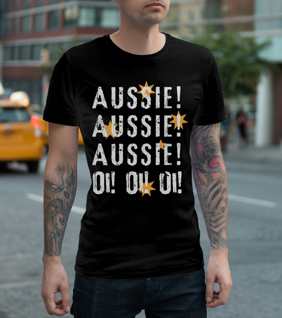 Aussie Aussie Aussie Oi Oi Oi Chant With Southern Cross Stars T-Shirt