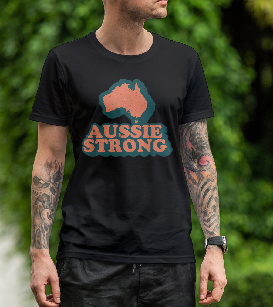 Aussie Strong Retro Support Australia Map T-Shirt