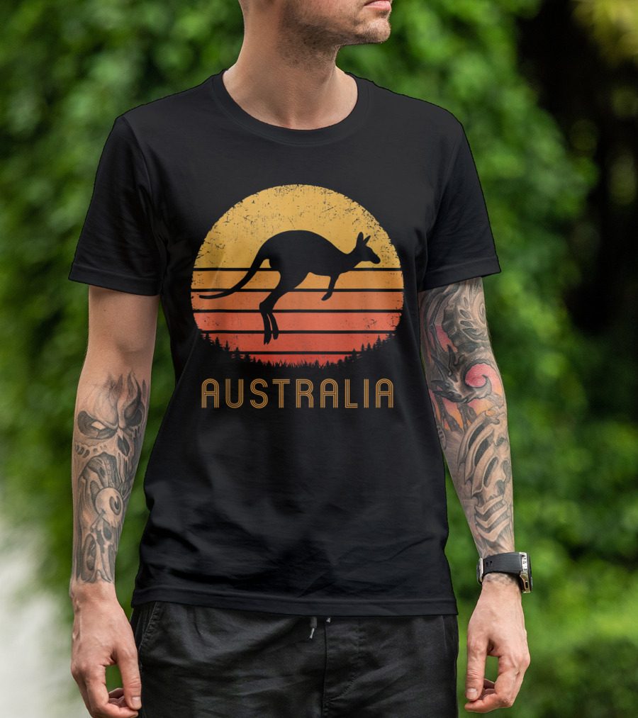 Australia Kangaroo Vintage Outback Sunset T-Shirt