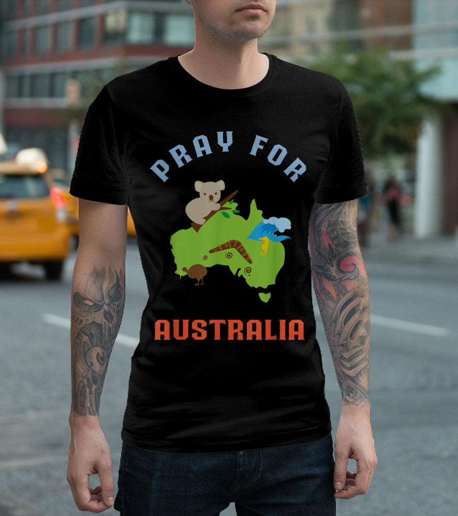 Pray For Australia Koala Kiwi Rain Cloud T-Shirt