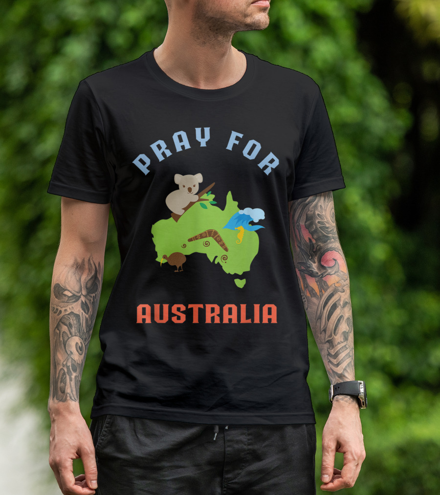 Pray For Australia Koala Kiwi Rain Cloud T-Shirt