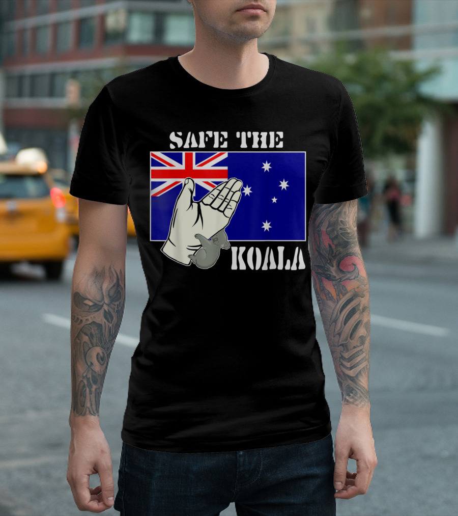 Safe The Koala Australia Flag Animal Welfare Koala T-Shirt