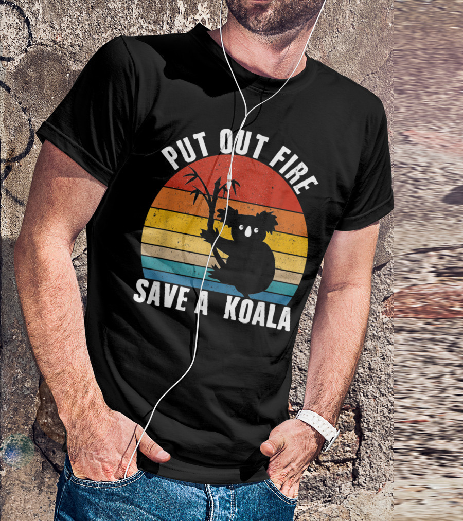 Vintage Put Out Fire Save A Koala Retro Sunset T-Shirt